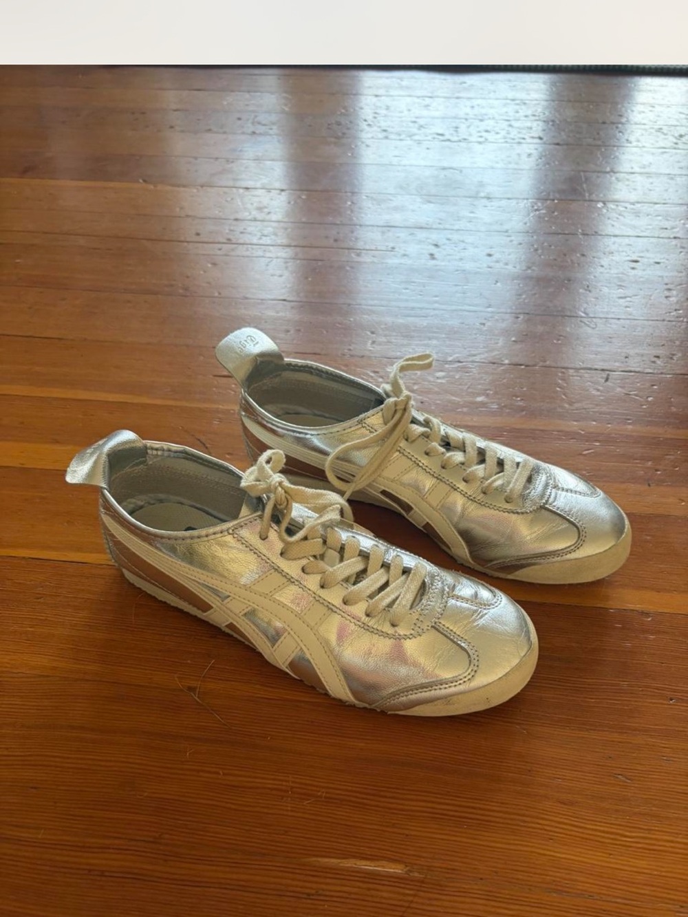 Onitsuka Tiger by Asics Metallic Silver Low-Top Sneakers